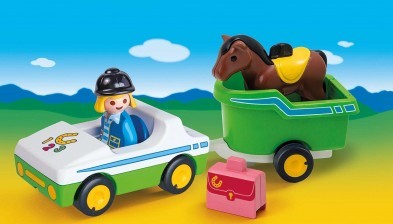 Playmobil 1.2.3 Car with Horse Trailer 70181